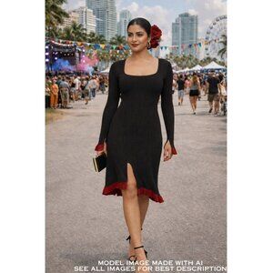 Esteban Cortazar Knit Dress S Color Block Stretch Asymmetric Party Wedding